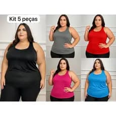 KIT 5 Regatas Nadado Feminina Blusa PLUS SIZE  Academia Fitness Musculação Ginastica
