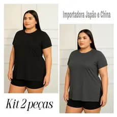 Kit 2  Camisa PLUS SIZE Blusa Feminina Academia Caminhada