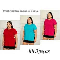Kit 3 Blusa PLUS SIZE  Feminina Roupa Academia Tampa bumbum