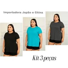 Kit 3 Blusas PLUS SIZE Fitness Feminina Tapa Bumbum Academia Sobre Legging
