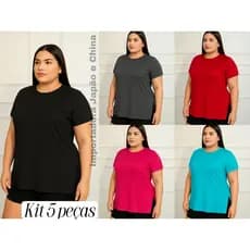 Kit 5 Blusa PLUS SIZE Feminina Mullet Tampa Bumbum Academia caminhada
