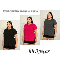 Kit 3 Camisa  PLUS SIZE Feminina Academia Caminhada Tampa bumbum