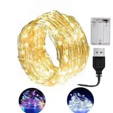 Cordão Fio de Fada 100 Leds 10m Branco, Amarelo e Colorido – Decoração Natalina Luzinha Natal