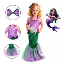 Fantasia Ariel Infantil Luxo Completa Menina Sereia Com Laço – Fantasia Princesa Infantil Cosplay Fantasia