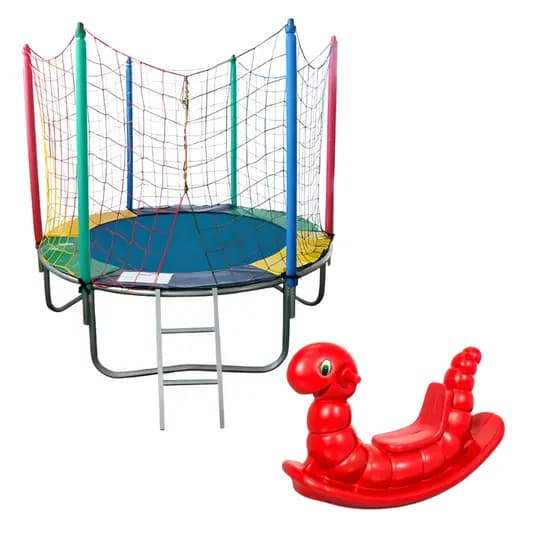 Cama Elástica Infantil Pula Pula Trampolim Nacional Premium 1,83m + 1 Gangorra 1 Lugar - Rotoplay