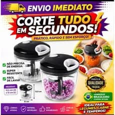 Triturador Manual de Alimentos | Alho Cebola Temperos | Mini Processador de Alimentos com 5 Lâminas de Aço Inox 900ml