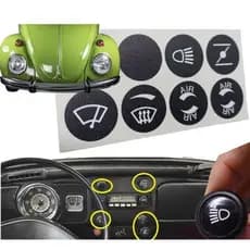 ADESIVOS BOTÕES INTERRUPTORES PAINEL FUSCA 70 A 80 / KIT GRAFIA PADRÃO ORIGINAL / BRILHO OU FOSCO