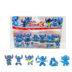 Kit Cartela com 6 Bonecos Lilo Stitch Vários personagens 7 cm
