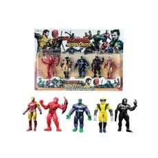 Kit Com 5 Bonecos Avengers Miniatura Cartela