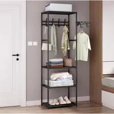 Rack Sapateria Arara , Organizador de Roupa 3 Andares, com Varal pindurar Roupa