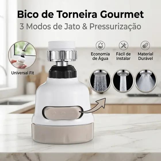 Bico Torneira Chuveirinho Gourmet Arejador 3 Jatos Abs