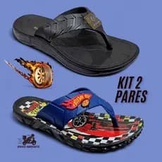 Kit 2 Pares Chinelo Menino Tratorado + Chinelo Infantil Masculino Dedo Frente