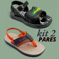 Kit 2 Pares Sandália Baby Menino Personagem + Chinelo Baby Elástico Atras Masculino