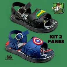 Kit 2 Pares Sandalia BABY Personagens Estampas Variadas Papete Menino Heroi Criança Pequena
