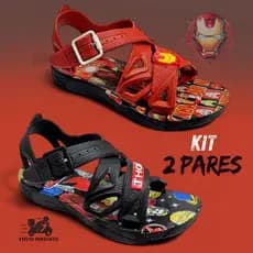 KIT 2 Pares Sandalia Infantil Menino Personagens Masculino