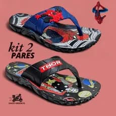 KIT 2 Pares CHINELO Infantil Masculino de Dedo Tratorado Menino Lançamento Verão