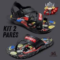 Kit 2 Pares Chinelo Menino Tratorado + Sandalia Infantil Masculino Lançamento Papete