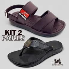 Kit 2 Pares Sandalia Infantil Masculino Nova Onda + Chinelo Infantil Menino Dedo Frente