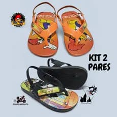 Kit 2 Pares Chinelo Baby Elástico Menino Personagem Herois Masculino