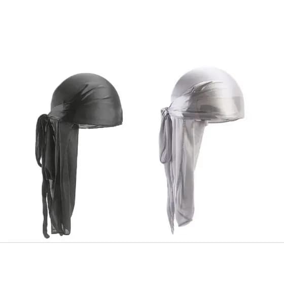 kit para fazer waves 1 bandana Dureg preta e 1 Dureg durag branca