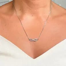 Colar Infinito Prata 925 Feminino - Corrente Veneziana 45cm Legitima Com Pingente Delicado