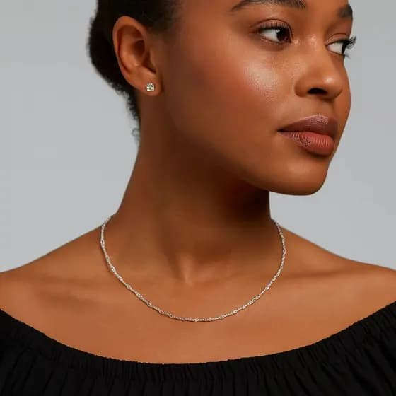 Colar Feminino Corrente Singapura Prata 925 Estilo Fino Delicado Elegante