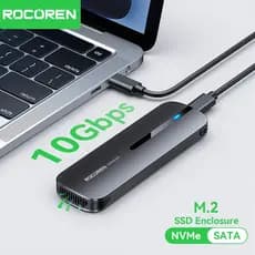 Rocoren M2 SSD Case M . 2 NVMe SATA Adaptador De Gabinete 10 Gbps USB 3.2 Gen2 C Suporte Para Externo Chave E B &