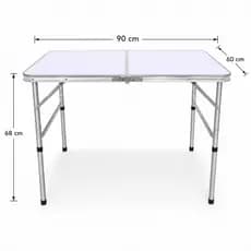 Mesa Dobrável Alumínio 90x60cm Maleta Acampamento Churrasco Leve E Reforçada Com Alça