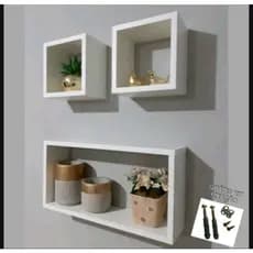 kit nichos Decorativos 3 pçs nicho de MDF branco para Decoração sala, quarto, cozinha e banheiro