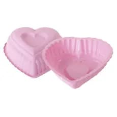 Forma de silicone 25x23,5cm para bolos tortas e pudins formato Coração 1375ml Rosa