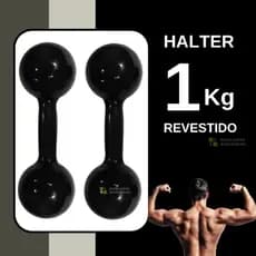 Halter 1kg Bola emborrachado o par para  treinos em casa  ou fisioterapia Barato Alter