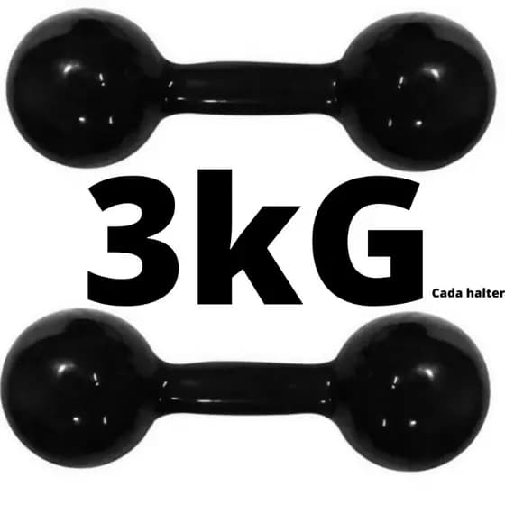 Halter 3kg emborrachado anatômico o par 6kg cor preto barato