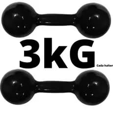 Halter 3kg emborrachado anatômico o par 6kg cor preto barato