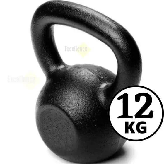kettlebell 12kg alça anatômica Cor preto ferro fundido