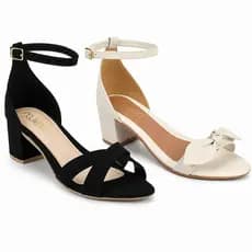 Kit 2 Pares Sandália Feminina Salto Baixo Confortável Casual Moda