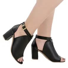 Sandália Feminina Luranto Ankle Boot Salto Grosso Confortável Casual Elegante