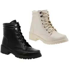 Kit 2 bota Coturno Luranto Salto Baixo Aplicação Metal