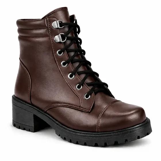 Bota Coturno Salto Baixo Aplicação Metal