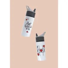 Garrafa  Squeeze 600ml Happy Valentine’s Day | Presente Romântico I Garrafa Personalizada