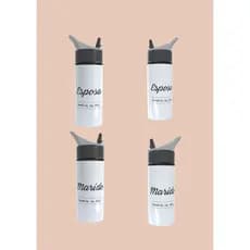 Squeeze Personalizada Casal “Esposa & Marido” com Data | Garrafa Personalizada Presente de Casamento