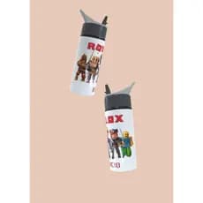 Garrafa Infantil de Alumínio Roblox Personalizada COM NOME 600ml I Squeeze Personalizada