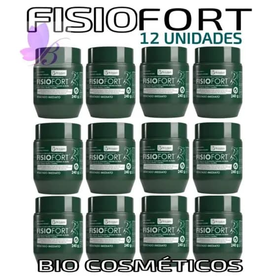 Kit 12 Fisiofort Verde Pomada Massageadora em Pote 240gr - Bio Instinto