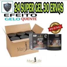 Kit 24 Super Gel 30 Ervas Termo Ativo 250g Efeito Gelo Quente Pote - Mary Life