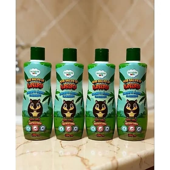 kit 4 Sabonete Líquido Infantil Bio Instinto Kids Tatu-Bola 250ml - Sem Parabenos - Dermatologicamente Testado