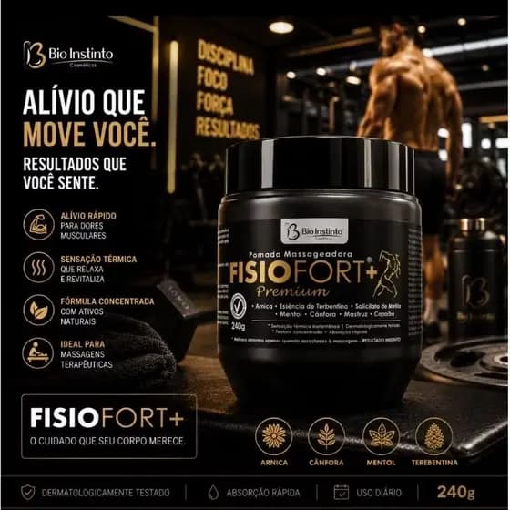 Pomada Fisiofort Premium Massageadora Pote 240gr - Bio Instinto (01 Unid)