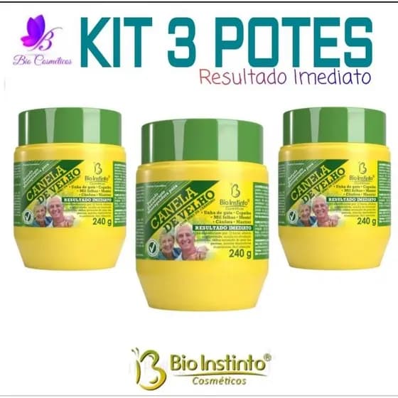 Kit 3 Pomadas Canela de Velho 240gr Massageadora Desodorante Fisioterápica - Bio Instinto
