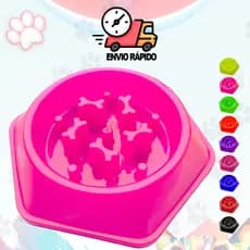 Comedouro Lento Cachorros e Gatos 600ML Vasilha Pratinho Para Ração de Cachorro