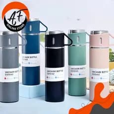 Kit Garrafa Térmica 500 ml + 3 Xicaras  + Gravação de nome a laser