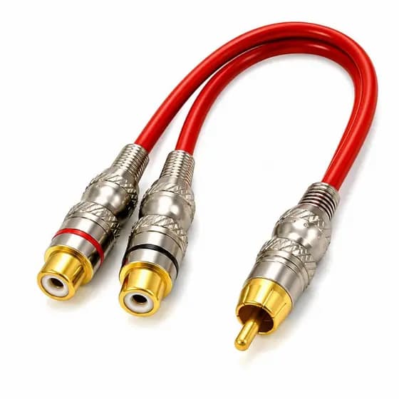 Cabo Y RCA 2 Fêmeas Para 1 Macho Blindado Banhado Ouro 26cm Áudio Som Profissional Alta Qualidade