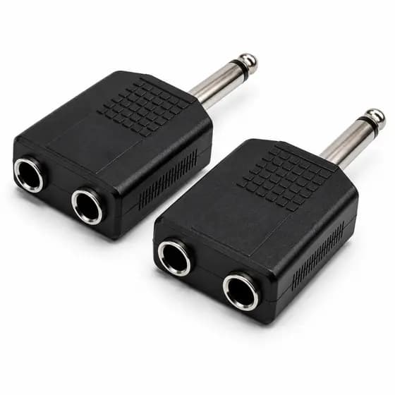 Kit 2 Adaptador Duplicador P10 Mono Macho Para 2 P10 Fêmea MXT Divisor Áudio Mesa Som Amplificador